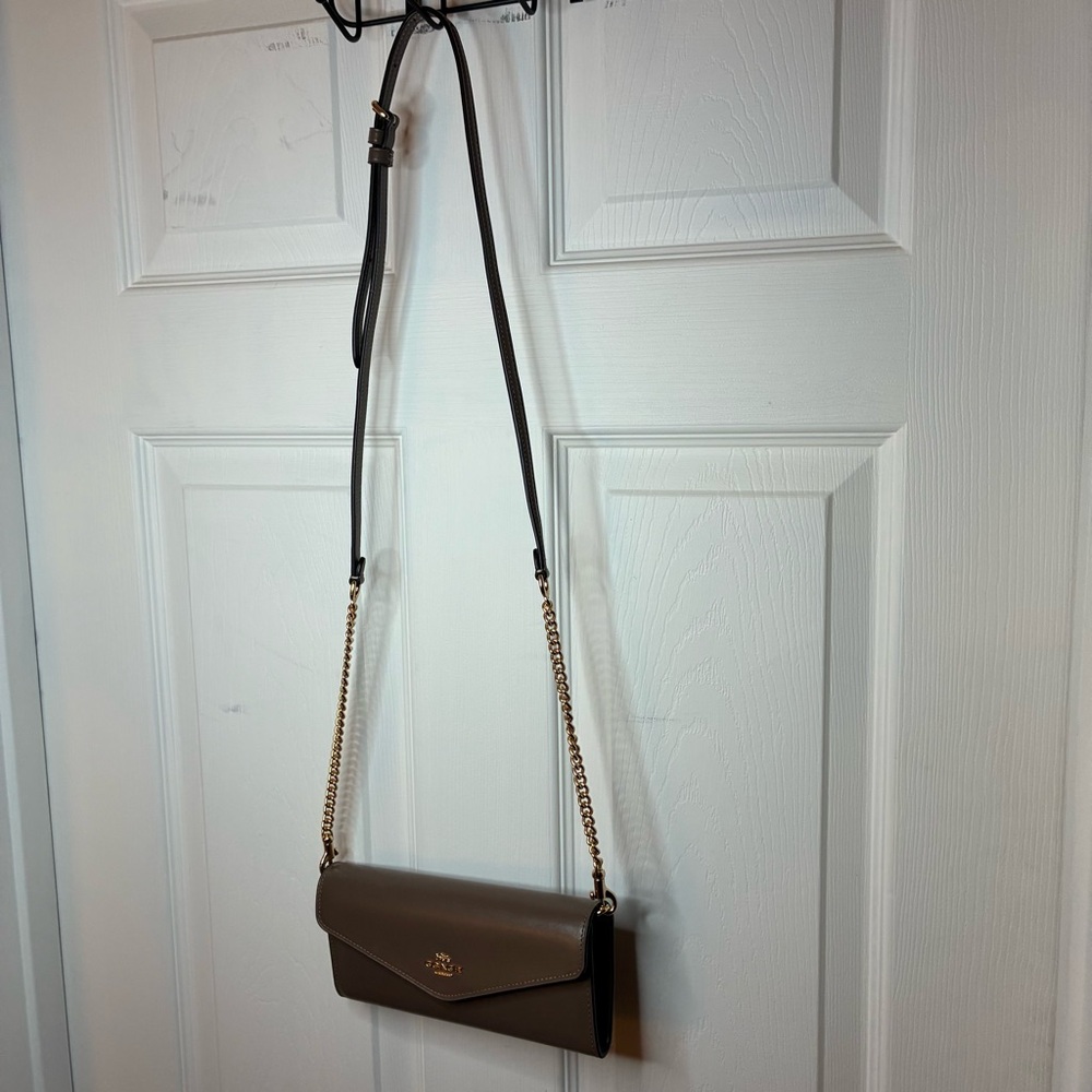 Coach Tan Crossbody Bag with Gold Accents